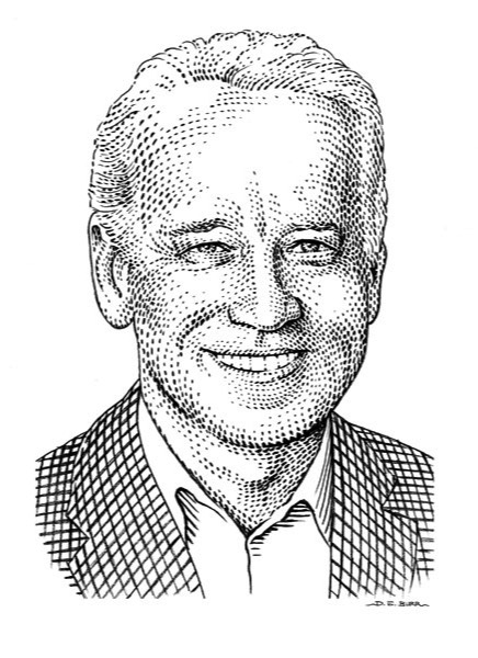 Joe Biden black and white stipple portrait illustration