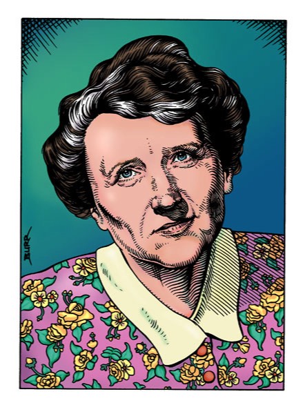 Marjorie Main Ma Kettle line art digitally colored portrait illustration