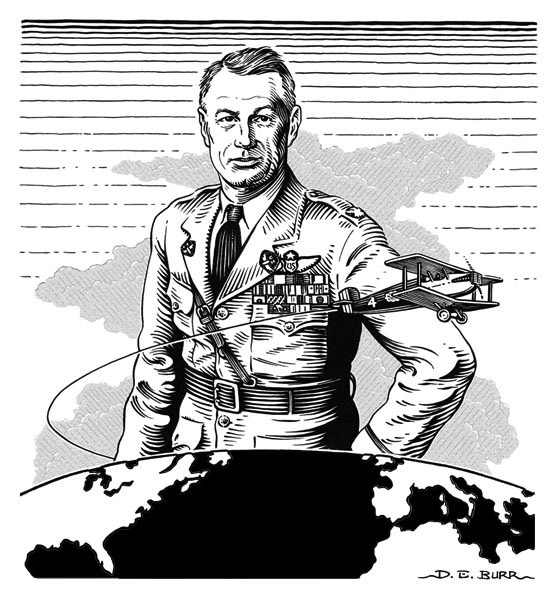 General Billy Mitchell black and white illustration