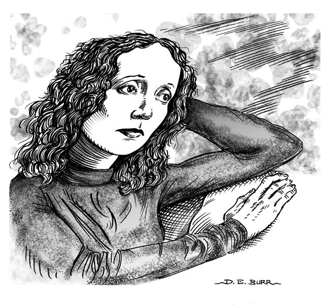 Joyce Carol Oates black and white illustration