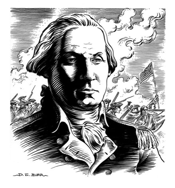 George Washington 1776 line art illustration