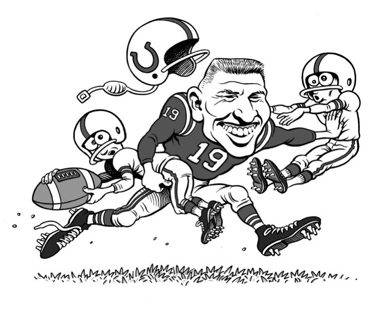 Johnny Unitas line art caricature