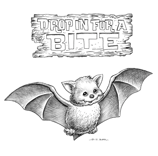 baby bat line art 