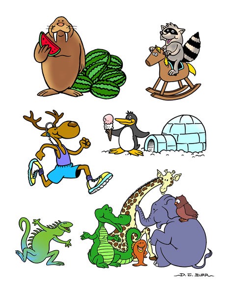 animal childrens color art illustrations